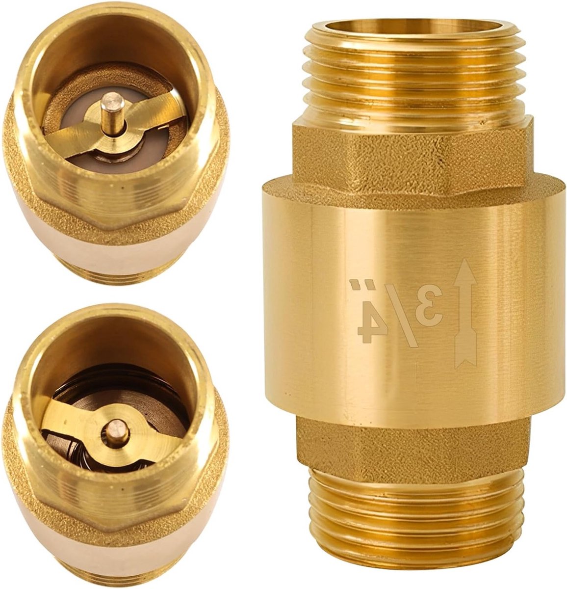3/4 Inch Messing Terugslagklep voor Tuinpompen, Waterleidingen en Wasmachines - Roestvrij en Waterdicht