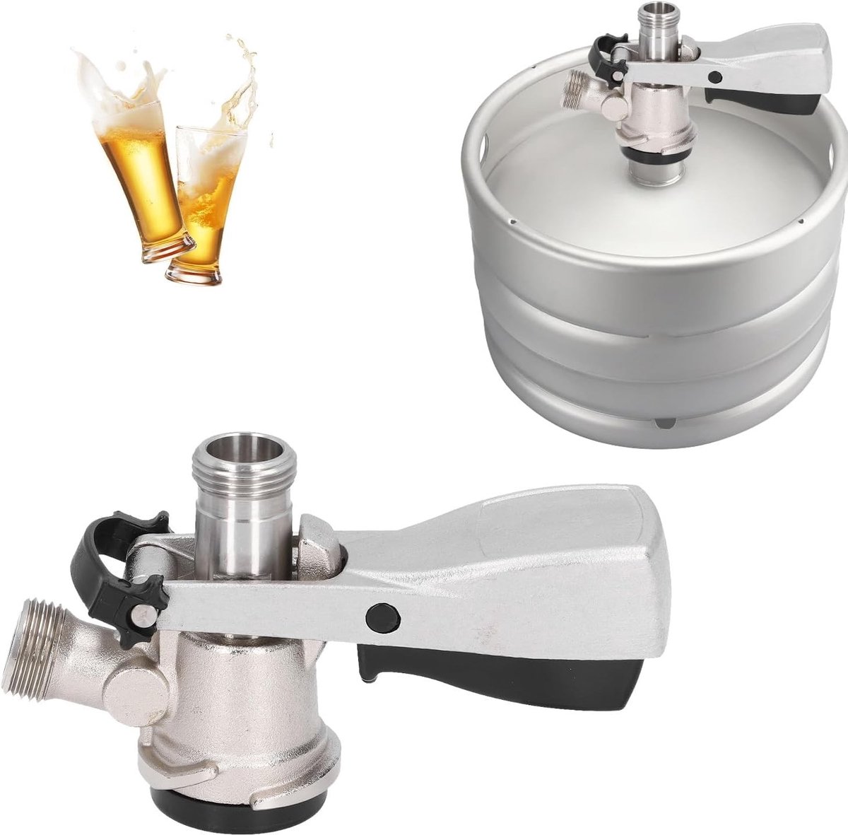 Dailygoods - Dailygoody - Keg Coupler G5/8 D type - Bierkraan Dispenser - met Veiligheidsoverdrukventiel - Thuisbrouwsysteem - Bier Druk Kegerator - Geschikt