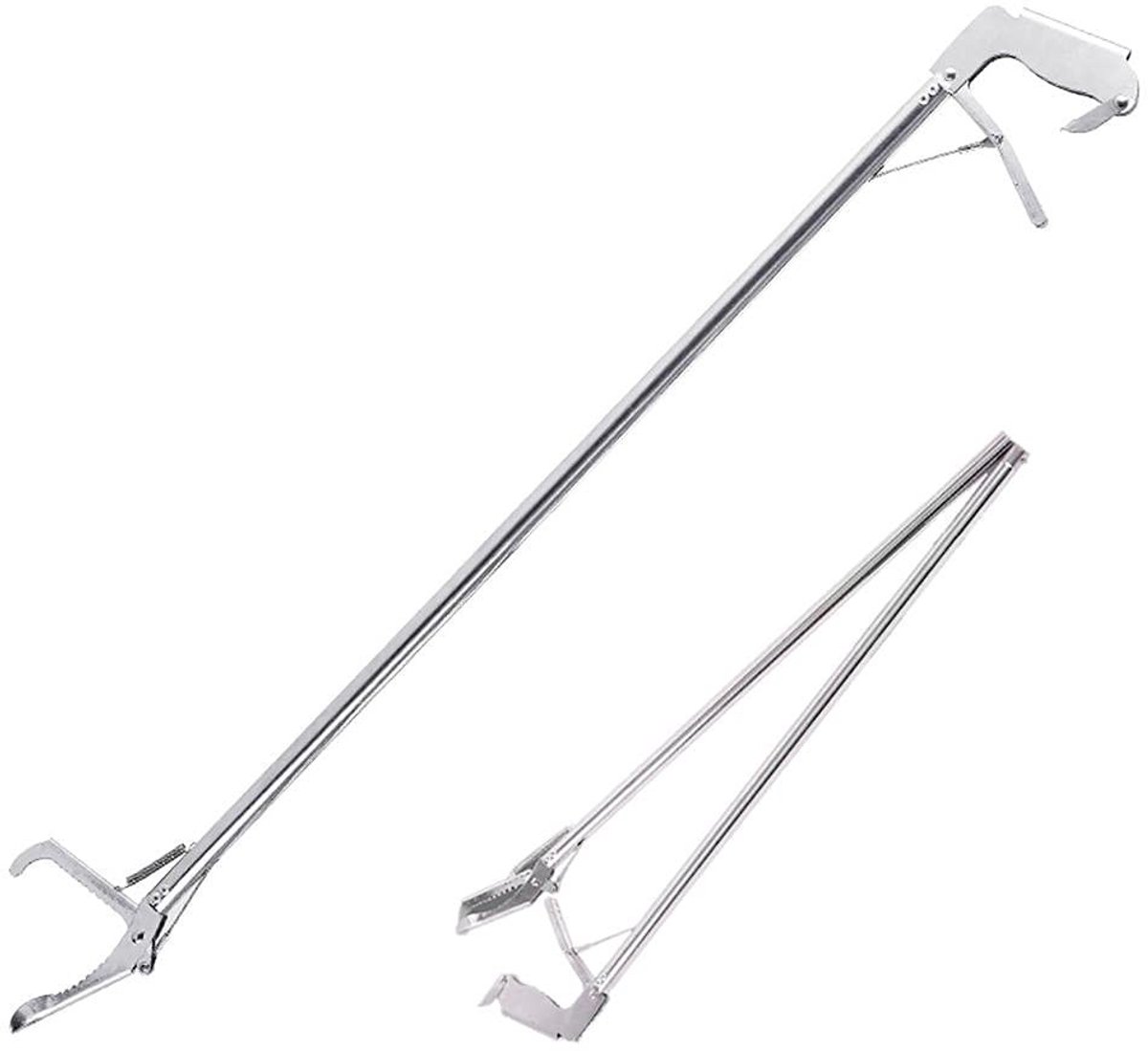Dailygoods - Dailygoody - Slangentang - Vouwbaar - Professioneel roestvrij staal - Zilver - Voor reptielen - Ideaal voor camping en huisdieren - 1,2 m