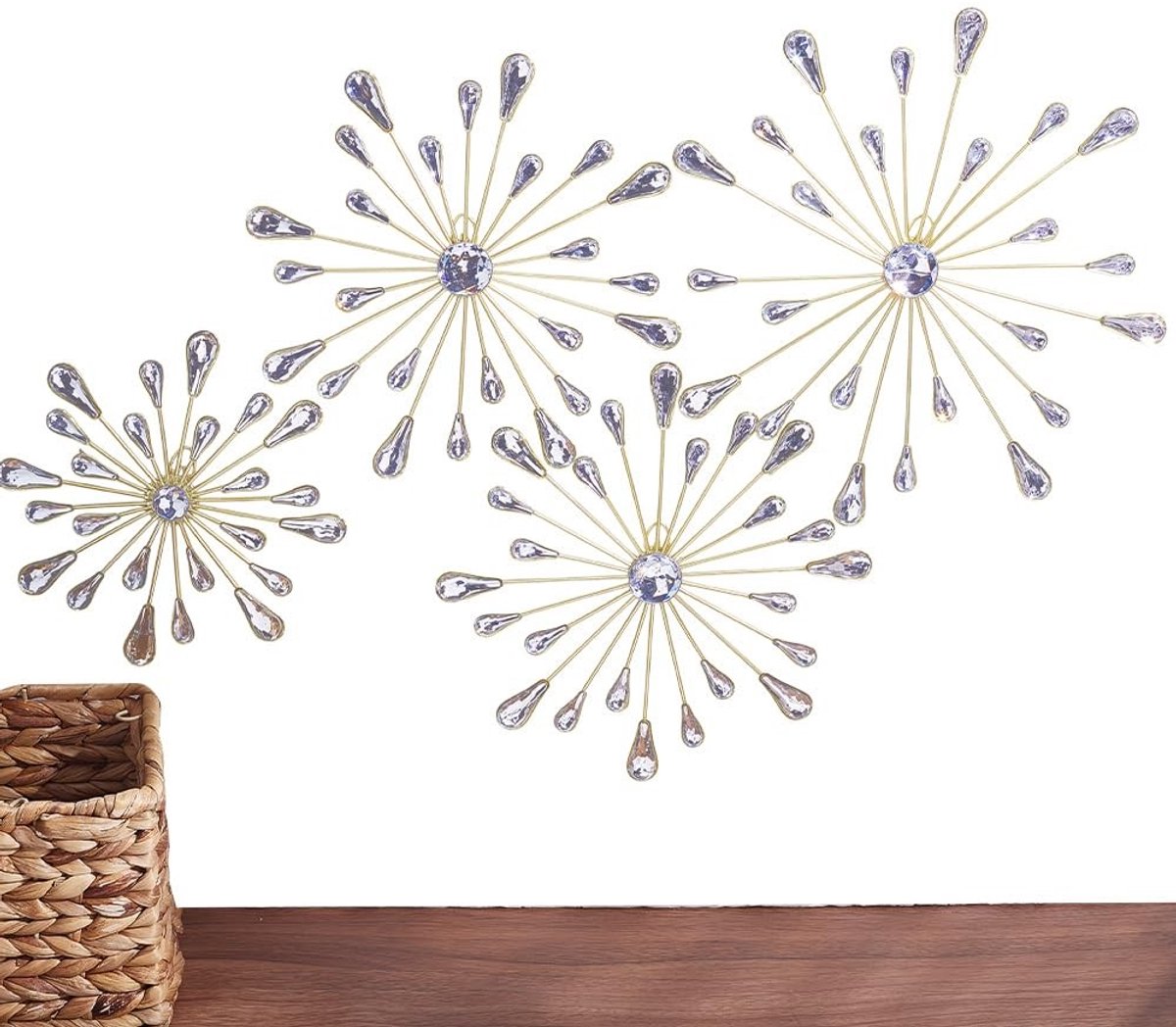 Dailygoods - 4 Stuks Sterrenbloem Muurdecoratie in Goud voor Modern Interieur