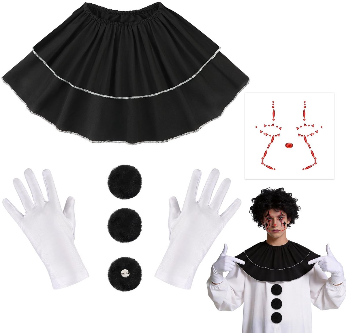 Dailygoods - 4 Stuks Griezelige Clown Kostuumaccessoires voor Halloween