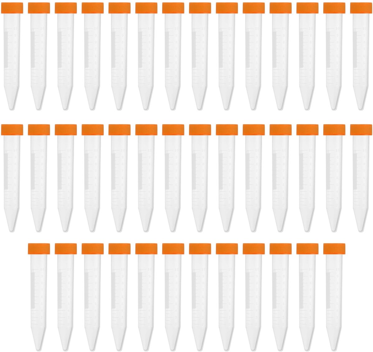 Dailygoods - 40 Stuks Oranje Kunststof Centrifugebuisjes 10 ml met Schroefsluiting
