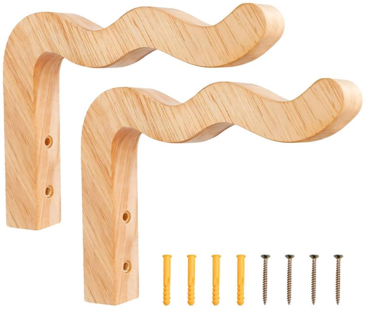 Dailygoods - Set van 2 Houten Plantenhaken voor Wandbevestiging
