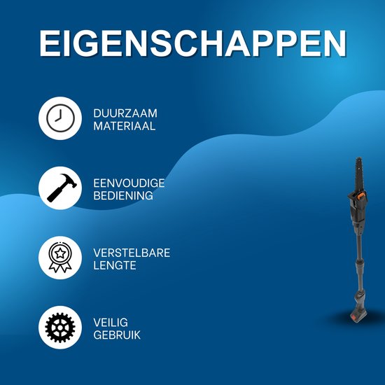 Accu Stokzaag met 1500mAh Batterij - Snoerloze Telescopische Takkenzaag met Dubbele Sectie en Oplader - Elektrische Boom Snoeizaag - Zwart — afbeelding 2