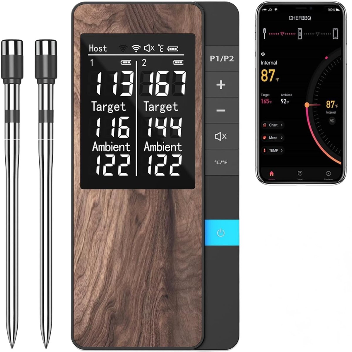 MRKK® Vleesthermometer Draadloos - Kerntemperatuurmeter Bluetooth - BBQ Accessoires