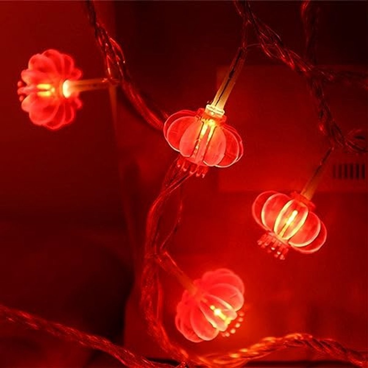 Dailygoody - Rode Lantaarn String Lights - LED Lichten - Sfeervolle Decoratie - 3 Meter - Waterdicht - Perfect voor Tuinen en Feesten