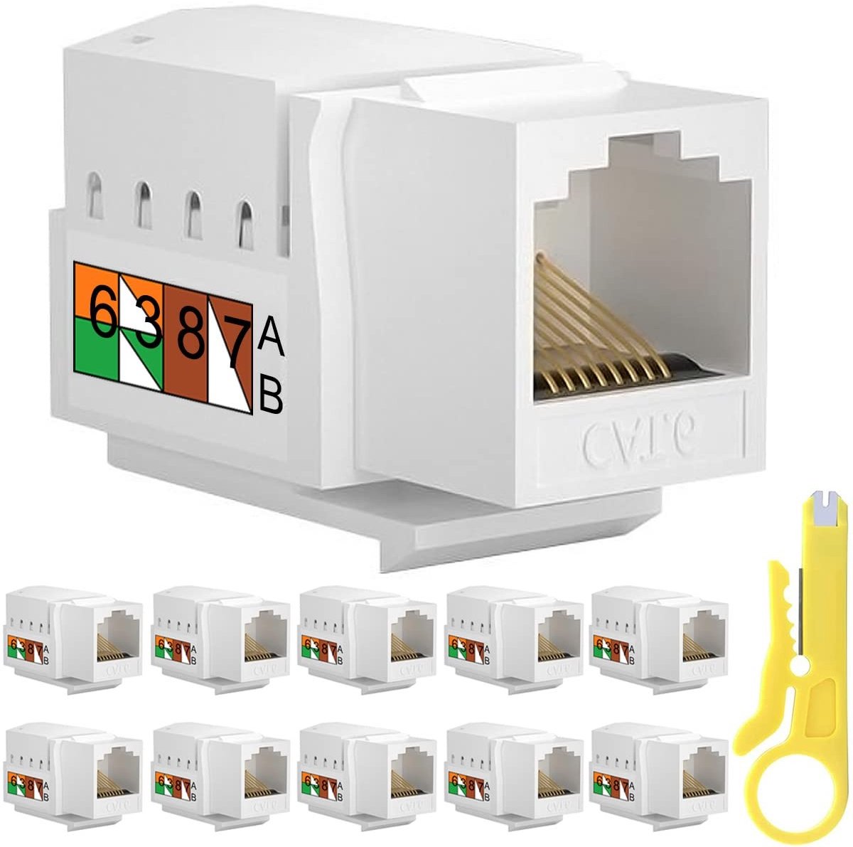 Dailygoody - Ethernet Wandcontactdoos - Cat6 RJ45 Keystone Connector - 10 Stuks - Hoge Snelheid - Betrouwbare Verbinding - Voor Thuisgebruik - Compact