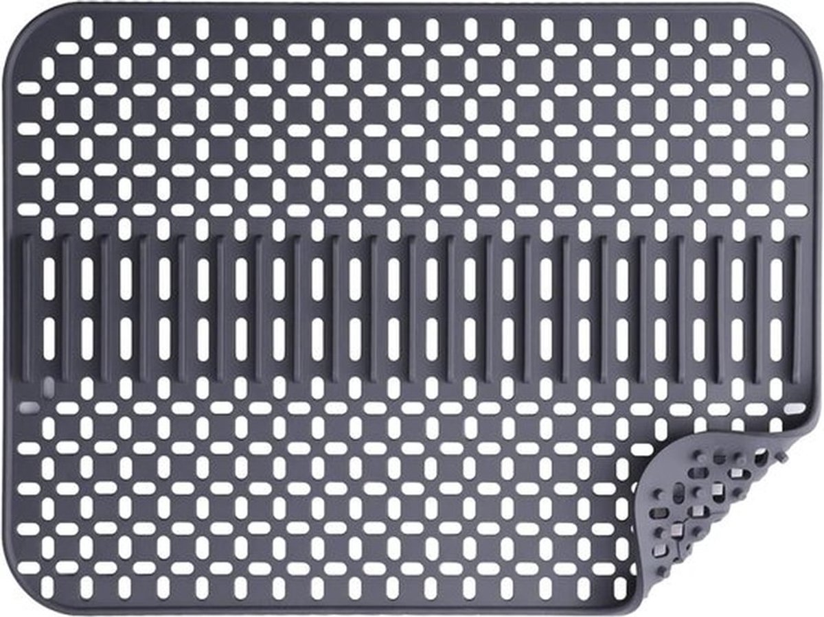 Siliconen spoelbakmat - gootsteenbescherming - 1 stuk - donkergrijs - 43x32 cm
