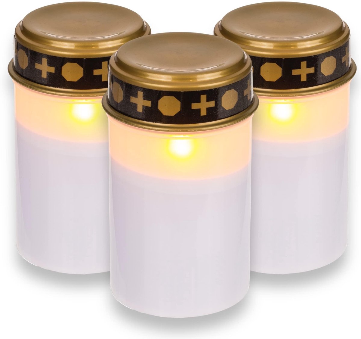 Dailygoody - Led-grafverlichting - Grafkaarsen - Realistisch flikkerend effect - Wit - Graflamp - Geschikt voor buiten - Set van 3