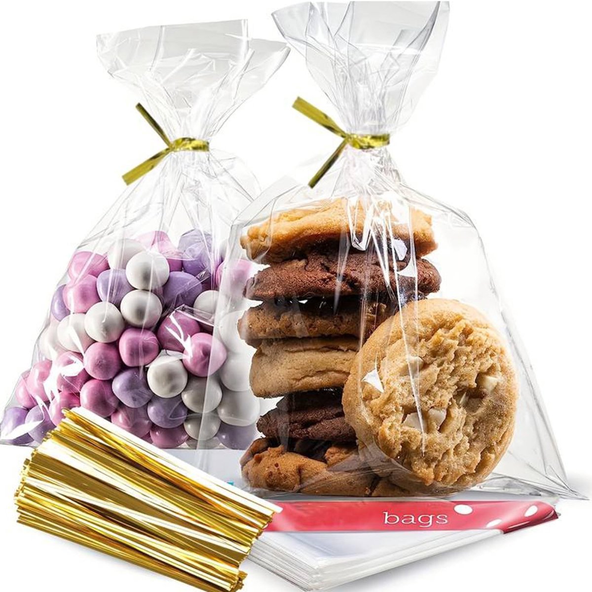 Dailygoody - Transparante Koekjeszakjes - Cadeauzakjes - Hygiënisch en Aantrekkelijk - 20x30 cm - Metalen Twist-banden - Perfect voor Snoep en Koekjes