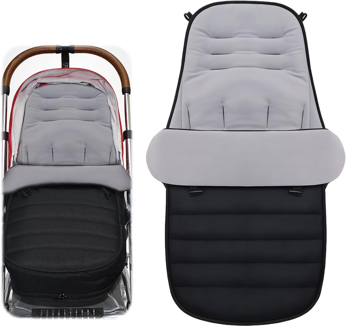 Waterdichte Voetenzak voor Buggy, Verwijderbare Voetenzak met Rits, Antislip Winter Voetenzak voor Baby, Geschikt voor Alle Buggy's en Kinderwagens - Zwart