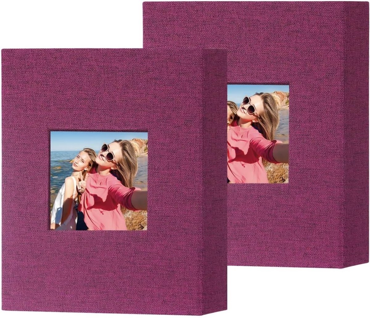 Klein Fotoalbum met 50 Compartimenten, Geschikt voor 100 Verticale Foto's van 10x15 cm, Ideaal voor Familie, Bruiloften en Babyherinneringen (Paars)