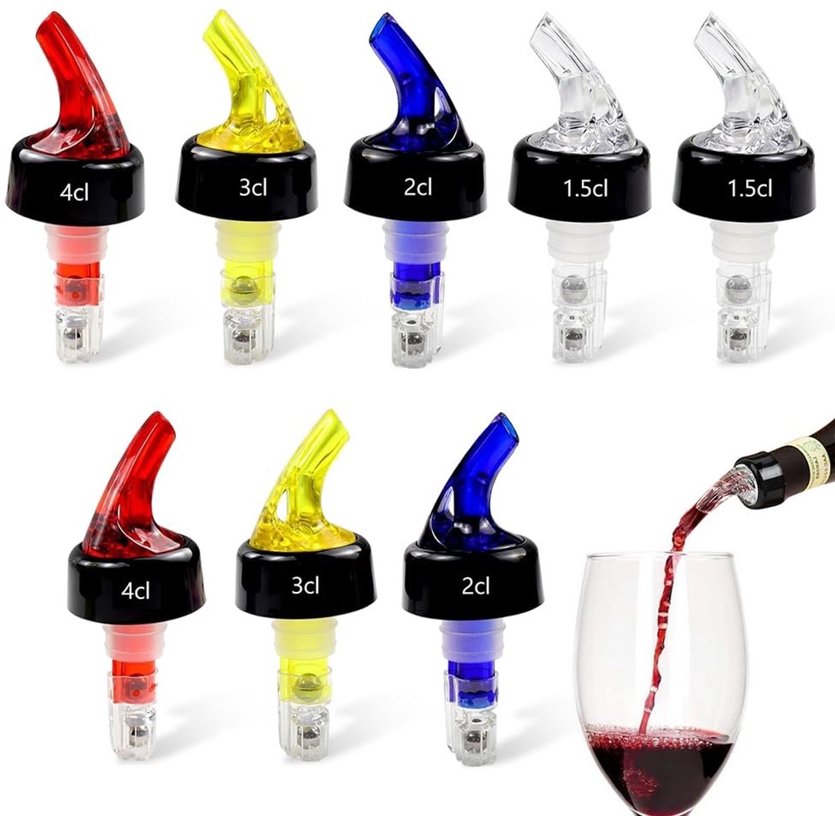 Dailygoody - Flessen Gietset - 8-delig - Levensmiddelenveilig en Leakproof - Pourers voor Wijn - Dranken - Ideaal voor Feestjes - Geschikt voor Alle D