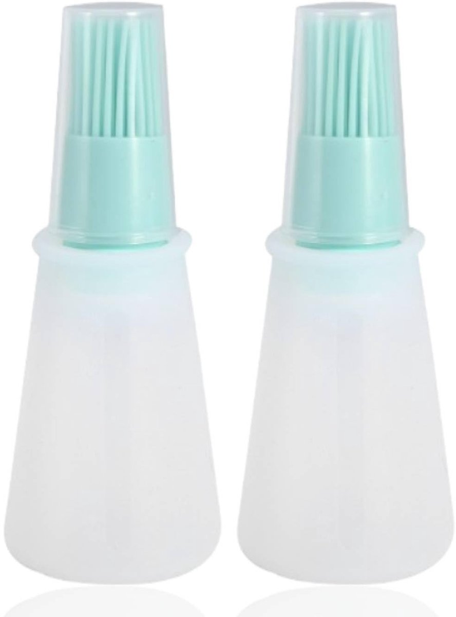Dailygoody - Gebak Bakken Borstel - Siliconen Olie Fles Borstel - Groen - Ideaal voor Grillen en Bakken - Vaatwasserbestendig - Set van 2