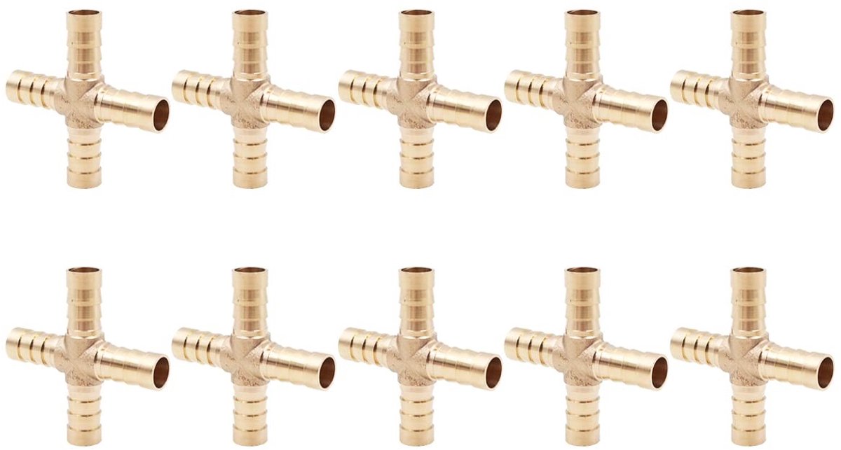 Dailygoody - Messing Slangfittingen - 10 Stuks - Duurzaam en Betrouwbaar - 10 mm - Geschikt voor Water en Gas - Perfecte Afdichting - Voor Diverse Sla