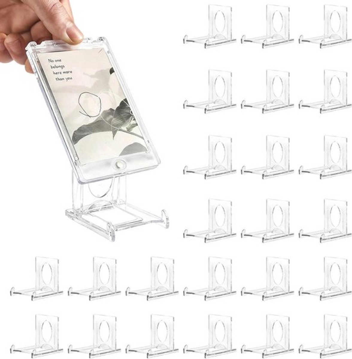 24x Verstelbare Acryl Standaardjes voor Kaarten, Borden en Muntstukken Houders
