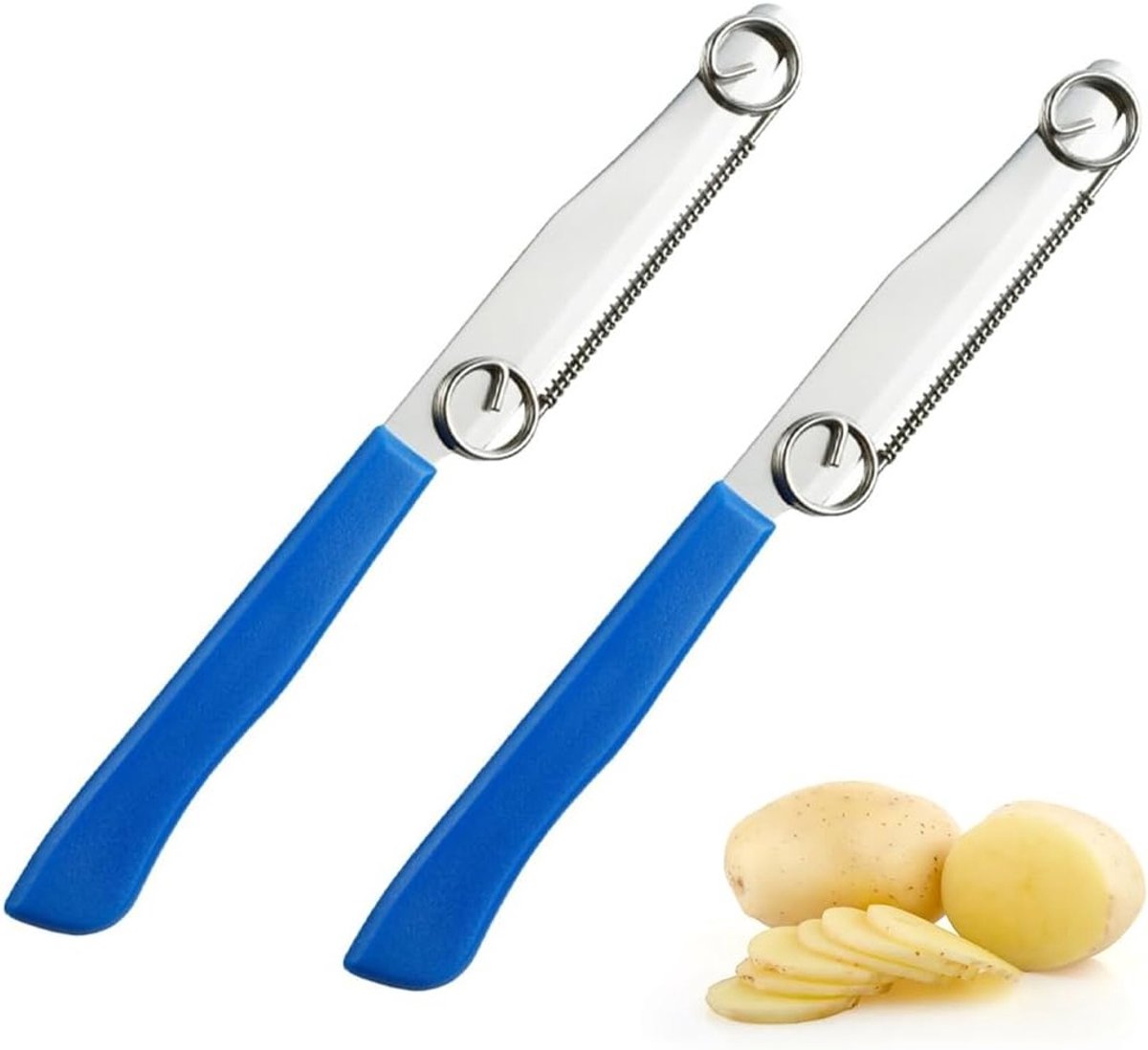 2-in-1 Multifunctionele Snijmes voor Fruit en Groenten, Snelle Snijkunst met Verstelbare Veer, RVS Schiller voor Efficiënt Koken en Bereiden
