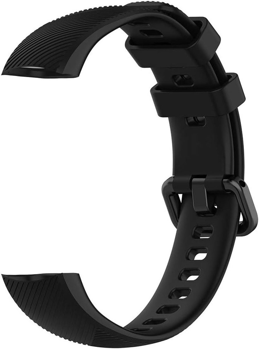 Zwarte siliconen vervangband voor Honor Band 3/4/5 - Comfortabel, duurzaam en verstelbaar