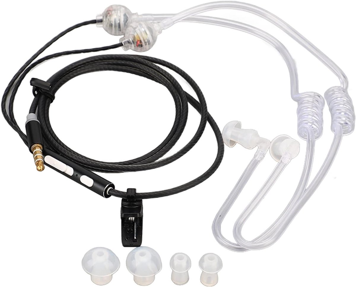 Binaural 3.5mm Jack Air Acoustic Tube Headset met Geluiddemping voor Laptop en Tablet - Ideaal voor Notities en Muziek (Zwart)