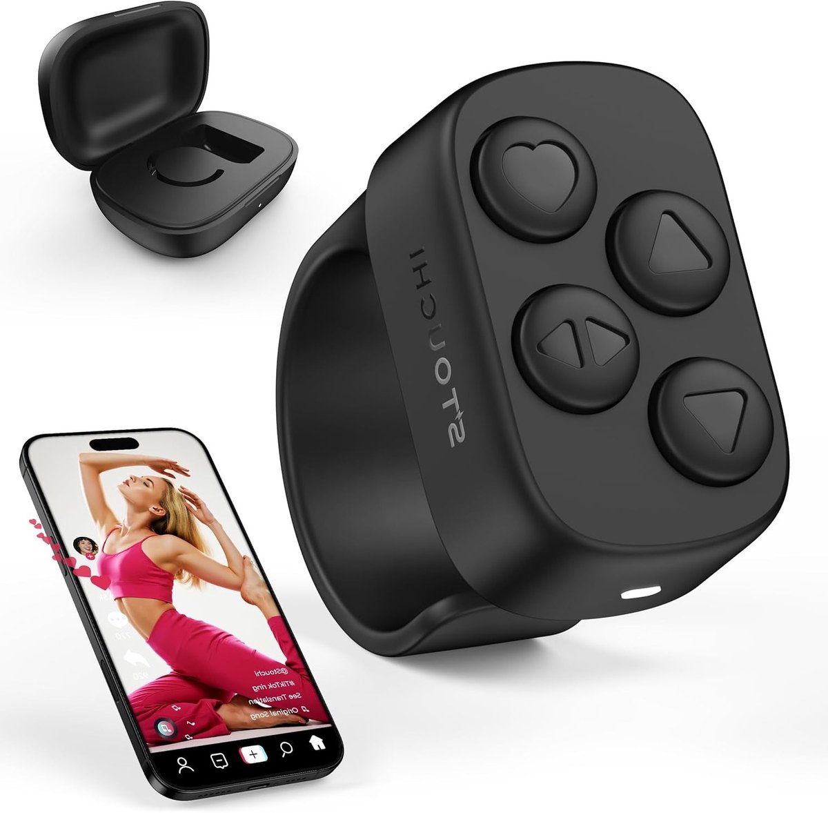 Bluetooth Scroll Ring voor TikTok, Draadloze Afstandsbediening met 100 Uur Batterij, Comfortabel en Betrouwbaar voor iPhone en iPad