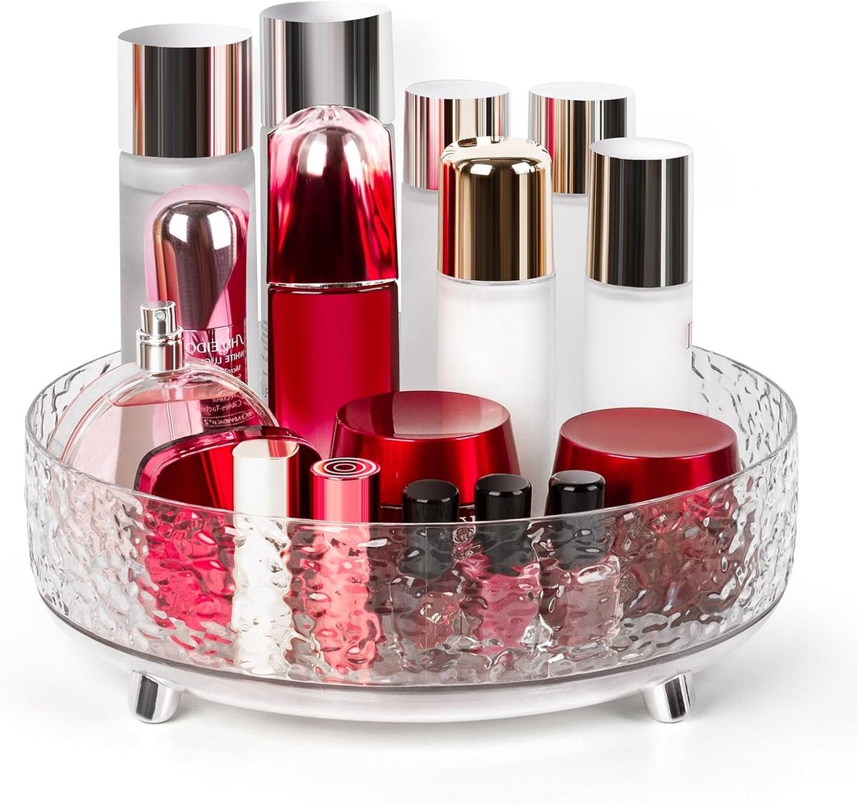 360° Draaiende Make-up Organizer - 11" Lazy Susan voor Parfum, Huidverzorging en Cosmetica - Ideaal voor Vanity, Dressoir en Badkamer (Transparant)