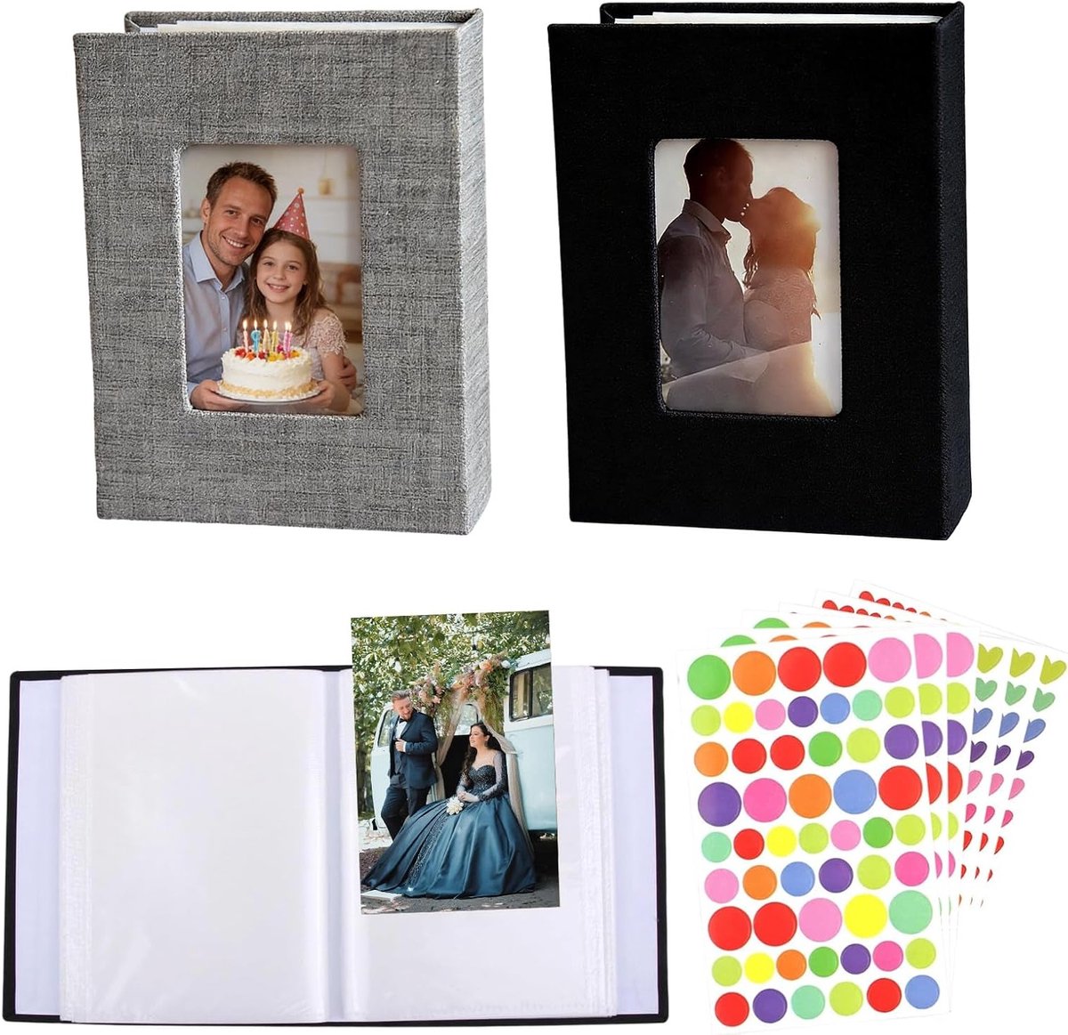 Klein Linnen Fotoalbum 10x15cm met 50 Pagina's voor 100 Foto's, Ideaal voor Familieherinneringen, Reizen en Feestdagen