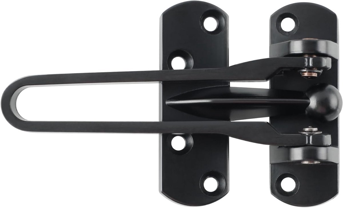 Veilige Deurslot met Scharnier, 8.2 cm, Zinklegering, Geschikt voor Inzwaaiende Deuren, Thuisbeveiliging, Hotel Deursloten, Matte Zwart, Duurzaam en Betrouwbaar