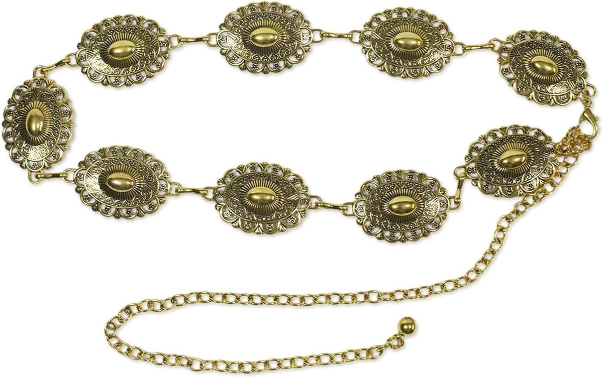 Gegraveerde metalen tailleketting in etnische stijl voor vrouwen, retro riemaccessoires voor rok en Y2K look