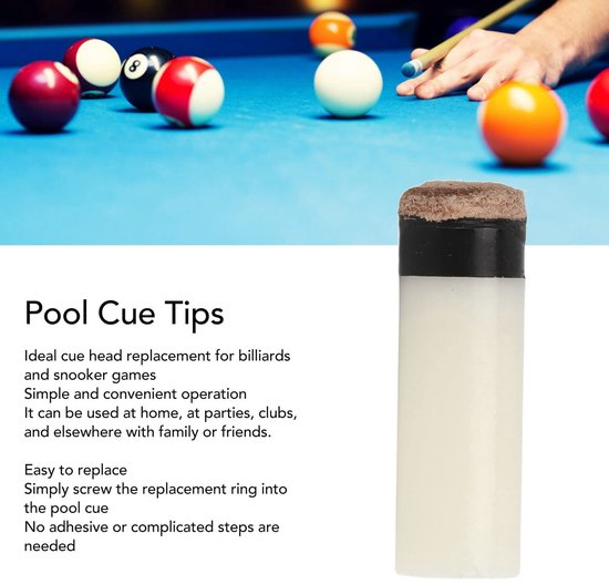 Dailygoods - Biljartkeu-tips - Universele Vervangingen - Eenvoudig in gebruik - Wit - PU-leer en Kunststof - Geschikt voor Biljart- en Snookerspellen — afbeelding 4