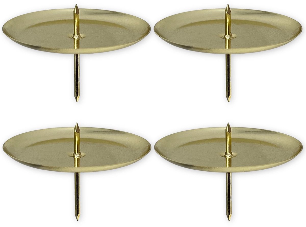 Dailygoods - Dailygoody - 4-delige set kaarsenhouders - adventskrans - goud - kaarsenplateau - decoratie voor feestdagen - geschikt voor bruiloften en jubileums