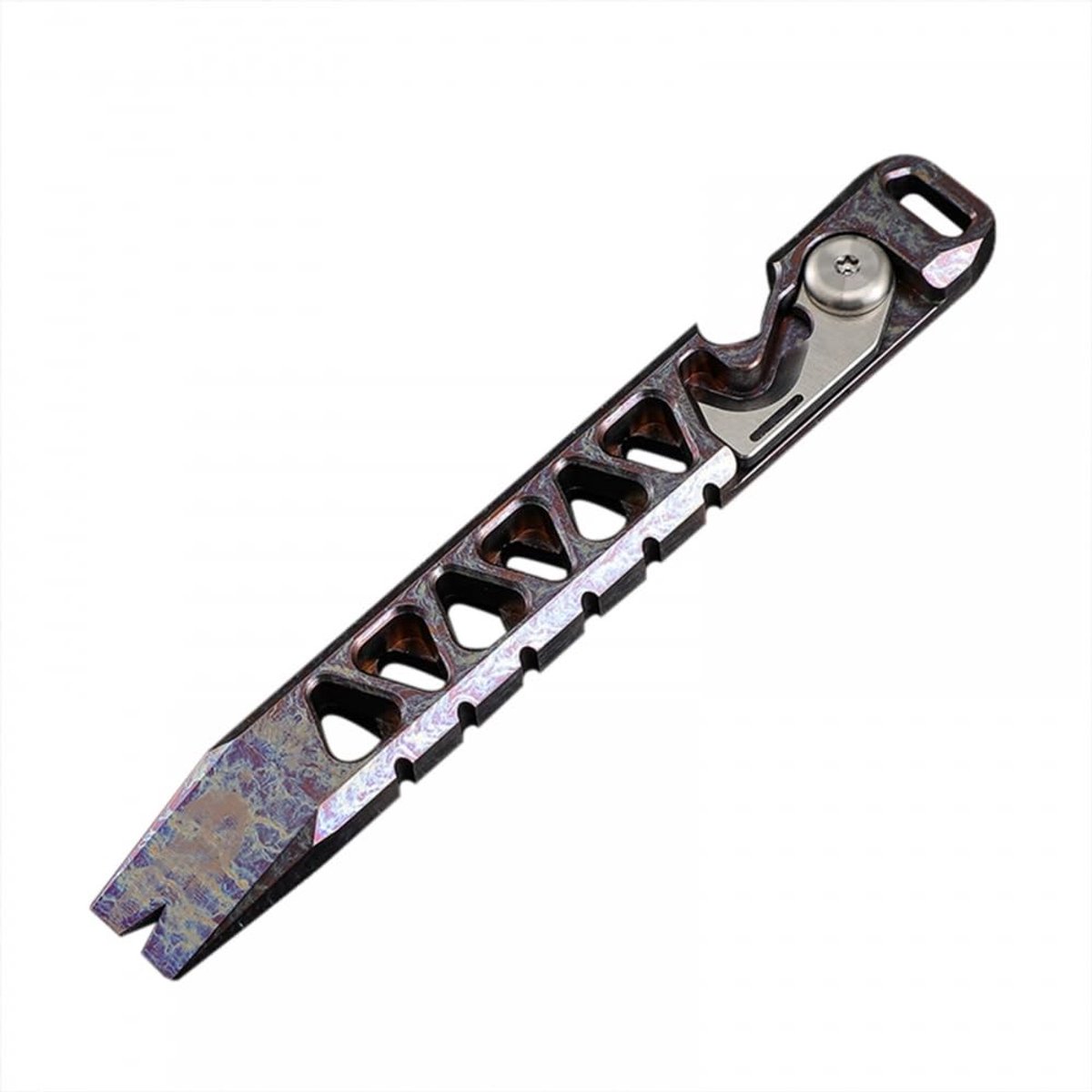 Dailygoods - Dailygoody - EDC-wrikstang - Sleutelhanger Prybar - Multifunctioneel met flesopener - Mat - Snijfunctie - Ideaal voor buitengebruik - Titaniumleg