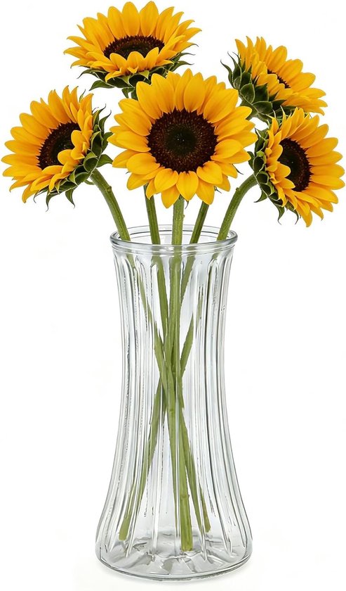 Elegante glazen bloemenvaas voor een stijlvolle decoratie in huis, perfect voor verse bloemen en boeketten