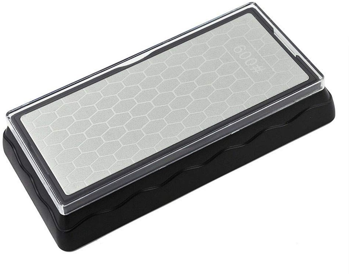 Dailygoods - Dailygoody - Double-sided diamond sharpening stone - Slijpsteen - 6 inch - 400/1200 Grit - Perfect voor messen - Zilver