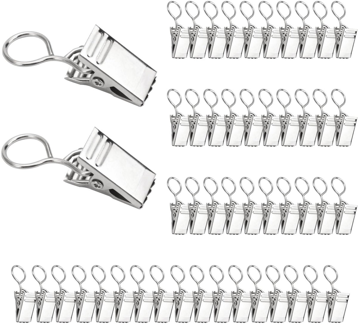 Dailygoods - Dailygoody - Gordijnclips - Roestvrij staal - Duurzaam en stevig - Zilver - Voor douchegordijnen - 100 stuks - Ideaal voor elke woning
