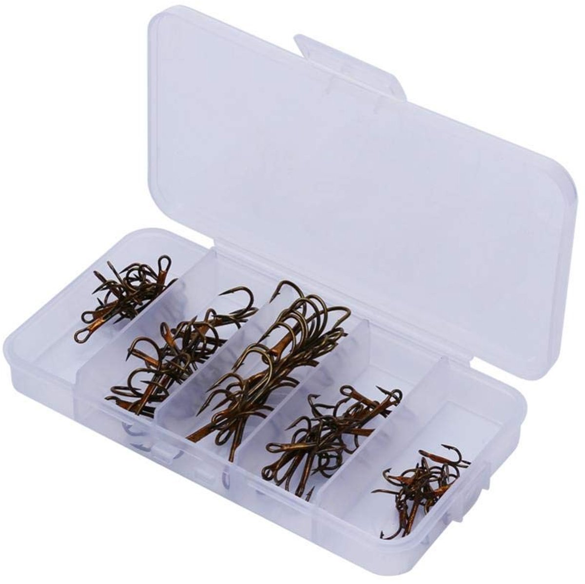 Dailygoods - Dailygoody - Vissen Drillingshaken - Koolstofstaal Hengelset - 50 Delen - Bruin - Tackle Box - Ideaal voor Hengelsport - Geschikt voor Beginners en Pr.