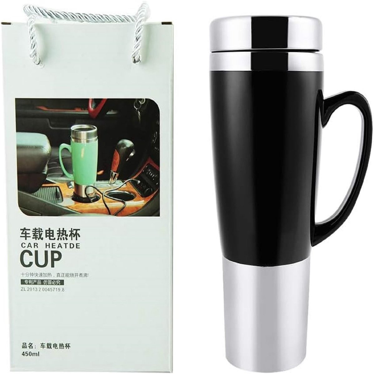 Dailygoods - Dailygoody - Auto Waterkoker - Draagbare Mok - Compact en Efficiënt - Zwart - 450ML - Geschikt voor Auto en Kantoor - Ideaal voor Verwarmen