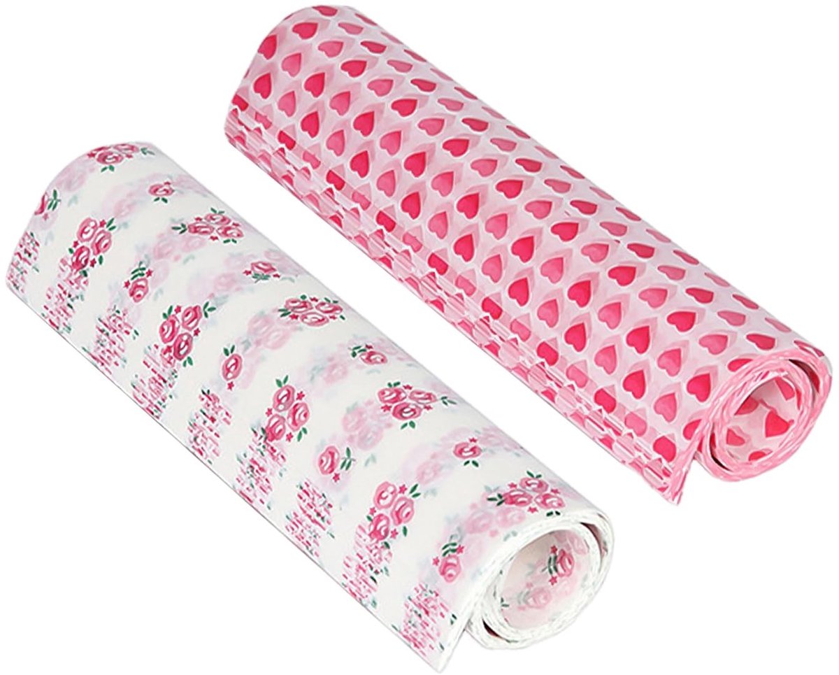 Dailygoods - Dailygoody - Cadeaupapier - Bedrukt met Harten en Rozen - 100 Vellen - Roze - Bakpapier voor Voedselopslag - Ideaal voor Feestjes - Perfect voor Cadea