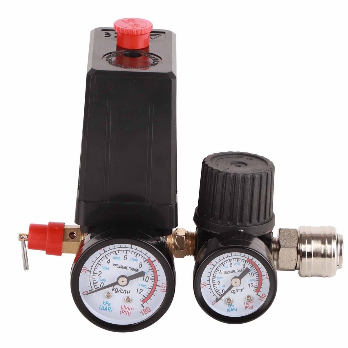 Dailygoods - Dailygoody - Drukschakelaar voor Luchtcompressor - Precisie Drukregelaar - 220V - 90-120 PSI - Geschikt voor Compressoren - Met Drukmeter - Betrouwbaa