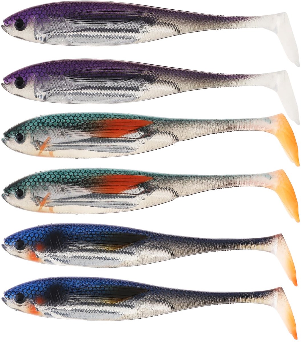 Dailygoods - Dailygoody - Vissen Zacht Kunstaas - Paddle Tail Swimbaits - Levensechte zwemactie - Groen Blauw Paars - Minnow Lokt - Geschikt voor Zoutwater Zoetwat...