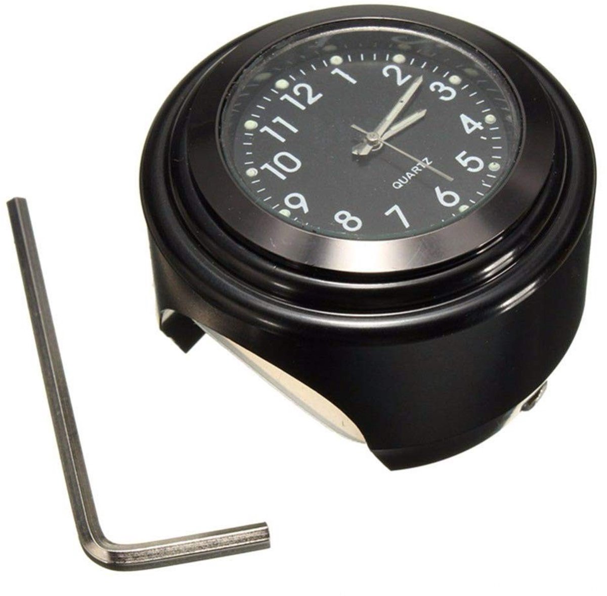 Dailygoods - Dailygoody - Auto Dashboard Klok - Kleine Ronde Tafel Klok - Lichtgevende Mini Klok - Zwart - Quartz Horloge - Decoratie voor Auto