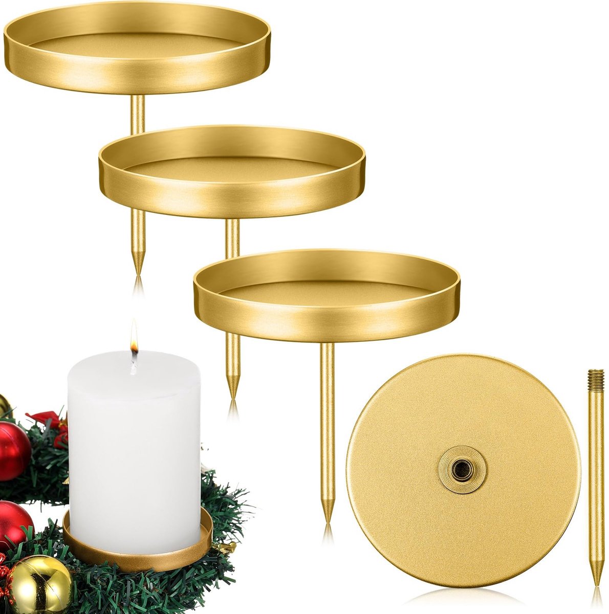 Dailygoody - Kandelaars - Adventskrans - Decoratieve kaarsenhouder - Goud - Theelichthouder - Geschikt voor led-kaarsen - 4 stuks