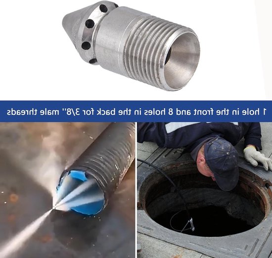 Roestvrijstalen rioolspuitmond - 3/8" buitendraad, voor toilet, riool, slangen van Merkloos	 — afbeelding 3