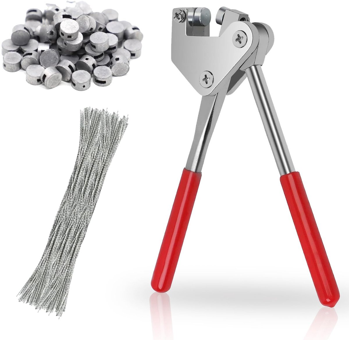 Dailygoods - Dailygoody - Plombentang - Zegelbenzinetang set - Ergonomisch en praktisch - Rood - Voor logistiek en watermeter - Bevat 80 zegels en afdichtdrad