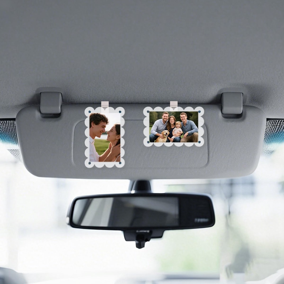 Dailygoods - Dailygoody - Auto Foto Frame - Magnetische Photo Holder - Zonnevisier accessoire - Handig voor onderweg - Perfect voor het bevestigen van foto's - Ges