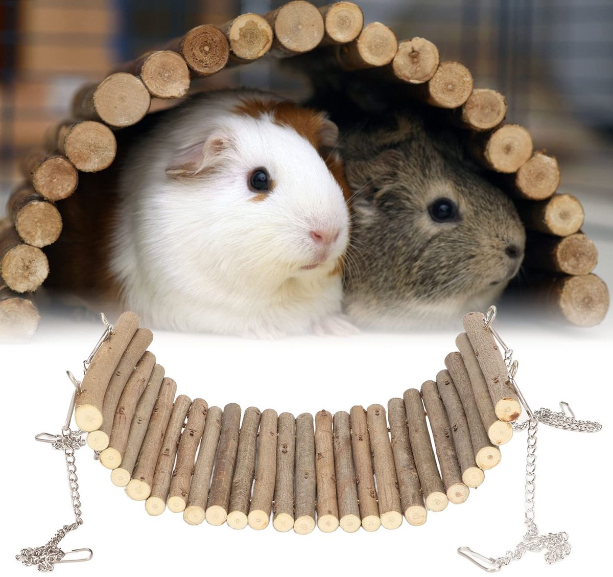 Dailygoods - Dailygoody - Konijn Houten Schommel - Multifunctionele Speelplek - 15 x 30 CM - Natuurlijke Hangmat - Geschikt voor Hamsters - Platform voor Kleine Hu...