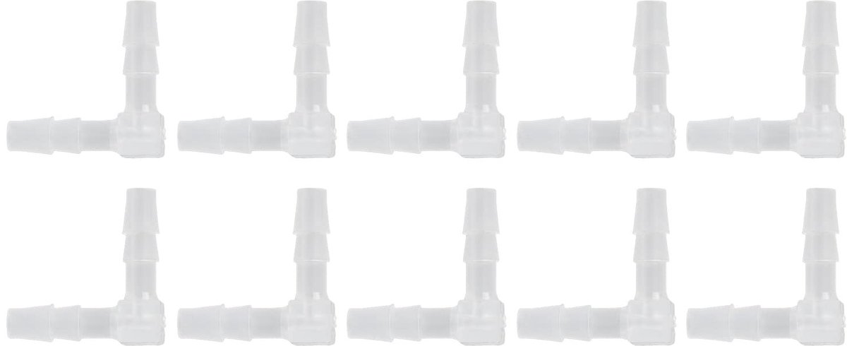 Dailygoods - Dailygoody - Plastic Elleboog Slangpilaar - 90 Graden - Duurzaam en Betrouwbaar - 8mm - Slangverbinding - Geschikt voor Diverse Toepassingen - 10 Stuk