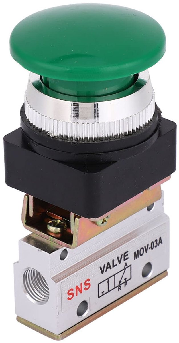 Dailygoods - Dailygoody - Pneumatische Mechanische Klep - Drukknopschakelaar - Compact en Lichtgewicht - G1/8 - Regelklep - Geschikt voor Medische Apparatuur - Alu