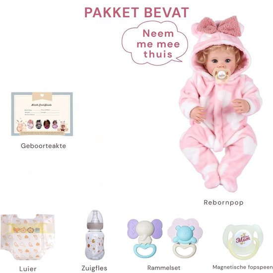 MKSS® Reborn Baby Pop - Silicone met Haar - Levensechte Babypoppen