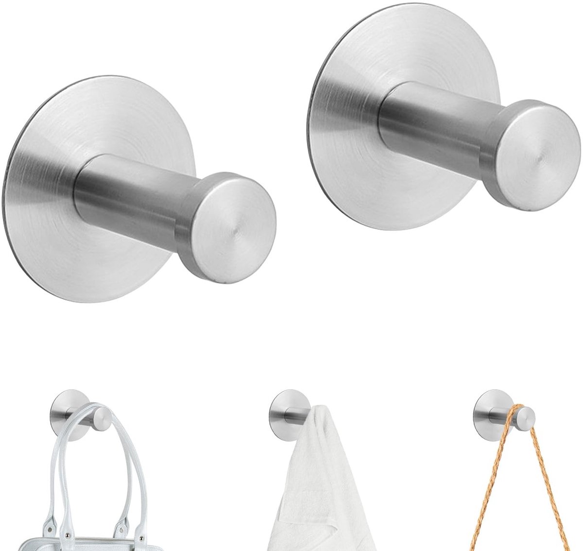 Dailygoods - Cosensi - Dailygoody - Handdoekhaak zonder boren - Zelfklevende wandhaak - Roestvrij staal - Extra sterk - Voor badkamer en keuken - Ideaal voor glazen oppervla