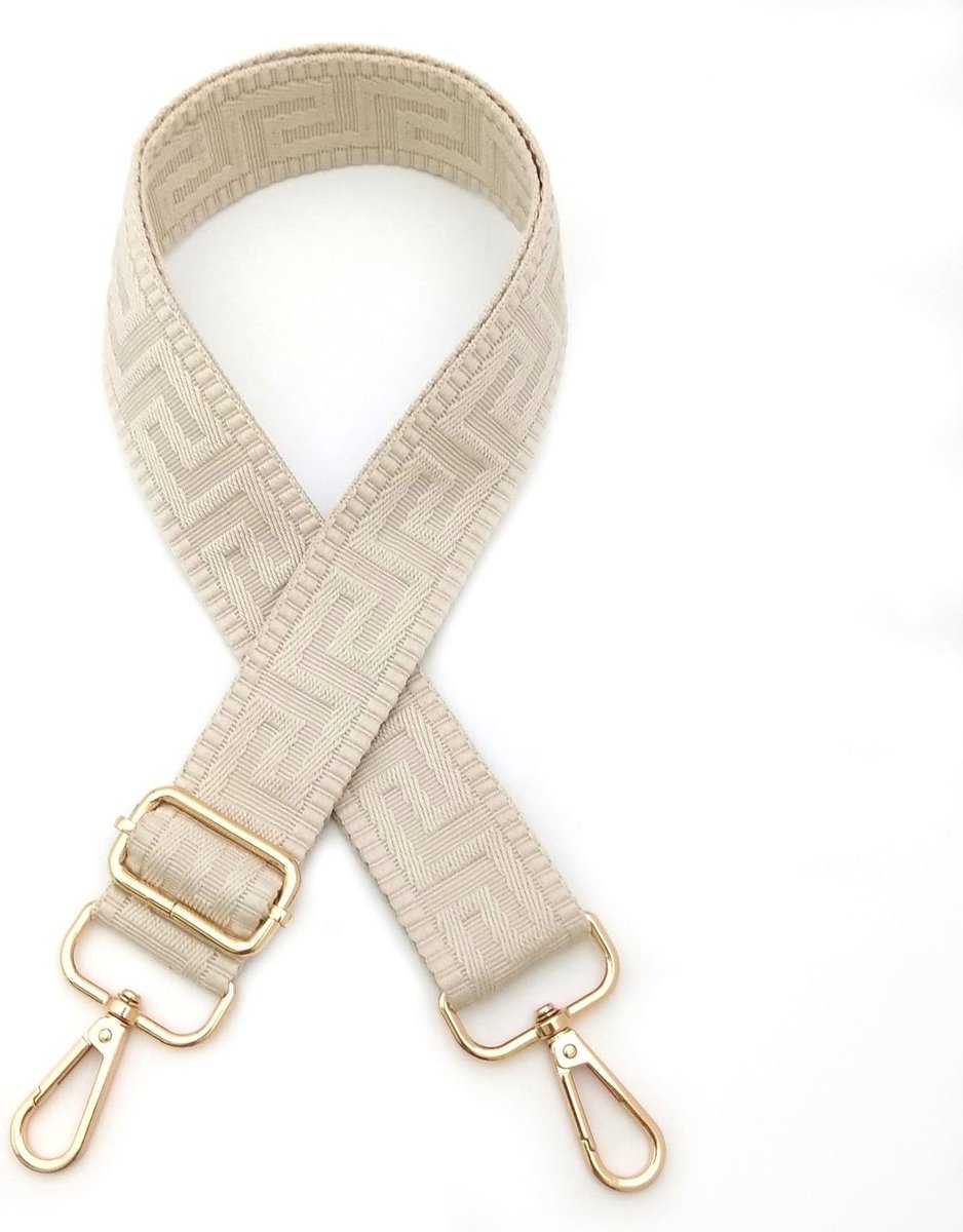 Schouderband voor tas, verstelbare tasriem in beige met gouden gesp voor comfort en stijl